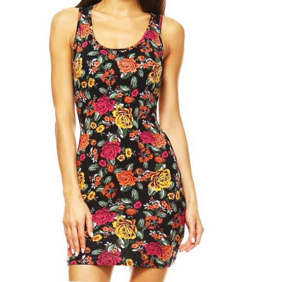 Ambiance Dresses & Skirts - Ambiance Sleeveless Mini Dress, Floral, Bodycon